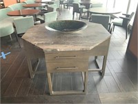 52" X 52" OCTAGONAL MARBLE TOP TABLE W/ WOOD BASE