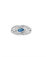 14K WHITE GOLD 2.00CT TOPAZ 1.00CT DIAMOND RING