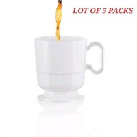 LOT OF 5 PACKS - White Glazed Coffee Cup W/ Handle