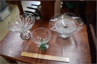 Three Footed Glass Bowls / Dishes