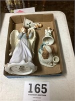 Angel music, box, angel bells, and dog figurine