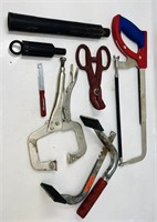 Hand Saw, Clamp, Hose Pinch Pliers & Other