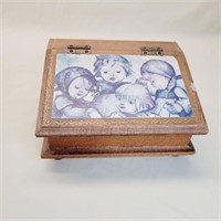 Vintage Wooden Musical Jewelry Trinket Box - Japan