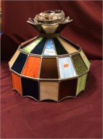 Classic 70-80s Stained Glass Panel Hanging Lamp