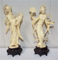 Early Plastic Made in Italy carved Asian figures