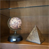 Desk Top Globe & Pyramid Decor