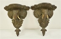 Pair of Elephant Figural Wall Brackets
