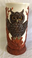 18" Owl Pottery Cylinder Umbrella Stand