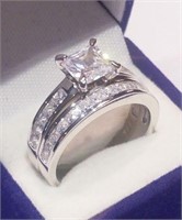 2 Ct Princess Wedding set Engagement ring Sz 8
