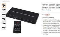 HDMI4 Screen Splitter, 4x1 Quad HDMI Multi-Viewer