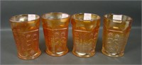 (4) Fenton Marigold Butterfly & Berry Tumblers