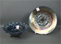 (2) N'Wood Purple Carnival Glass Items.