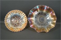 2 pc. Dugan P. Opal Carnival Glass Lot.