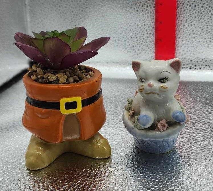 Snow White's Doc Planter/Vintage Kitten in Basket