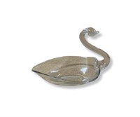 Vintage Duncan Miller Glass Swan Tray