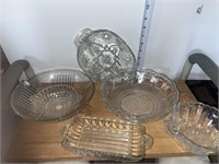 Group lot of vintage clear, cut glass including