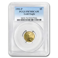 1992-p 1/10oz Proof American Gold Eagle Pr70 Pcgs