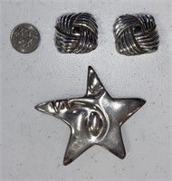 LARGE MEXICAN STERLING SILVER STARFISH BROOCH