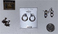 STERLING SILVER EARRINGS LOT, OPAL, TURQUOISE, ETC