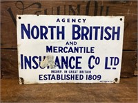 Original North British Insurance Agency Enamel