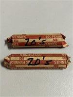 (2) ROLLS OF WHEAT PENNIES - ALL 1920'S DATES