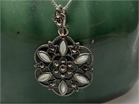STERLING SILVER MARCASITE NECKLACE