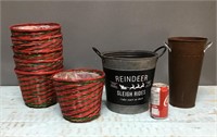 Christmas wicker pot covers & metal buckets