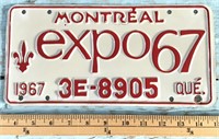1967 Montreal Expo license plate