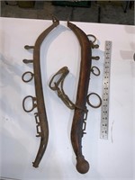 vintage harness items, one wood, one metal