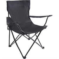 Portable Folding Black Camping Chair, 1-Pack