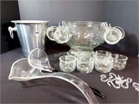PUNCH BOWL & GLASSES + ICE BUCKET