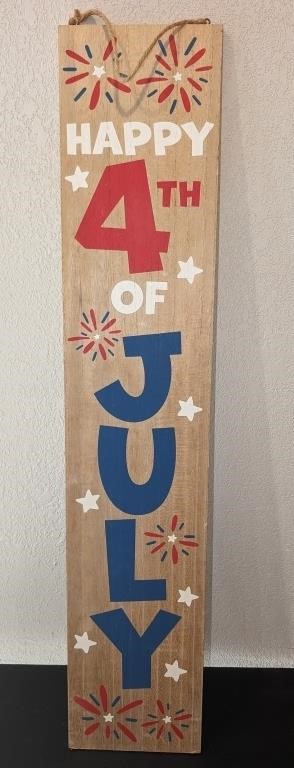 2 Sided 4th of July Hanging Sign Wood