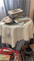 Decorator Table w/ linens & contents