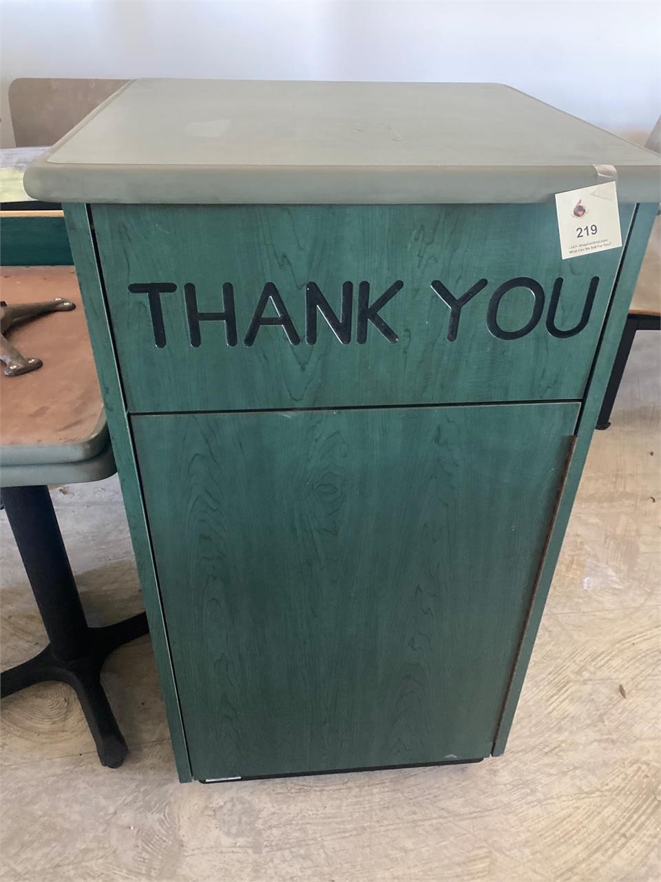 Subway green trash cabinet with no bin