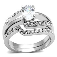 Round .83ct White Sapphire Double Bypass Ring