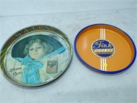 two tin beer trays