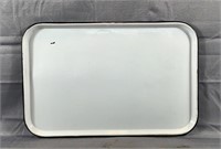 Vintage 19" White Enamel Tray