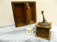 Wood Coffee Grinder & Wood Tote