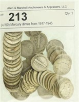 (+/-50) Mercury dimes from 1917-1945