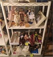 Plastic Shelf Unit, Porcelain Dolls