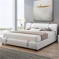 Homfa Full Size Bed Frame  Modern Leather Upholste