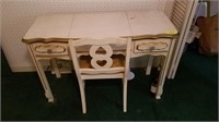FRENCH PROVINCIAL FLIP TOP VANITY AND STOOL