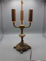 Rare antique ornate metal base candelabra lamp