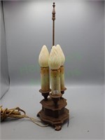 Rare antique ornate cast iron candelabra lamp