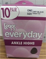 Legs everyday ankle highs 10 pair off black