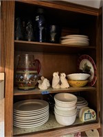 Cabinet Contents: Dishes; Glass Pitcher
