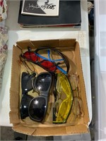box lot of various sun and regular glasses