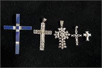 COLLECTION OF SILVER CROSS JEWELERY