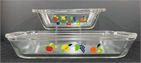 Vtg Anchor Hock 90s Fruit Design Glass Bakeware