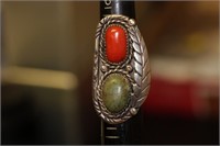 A Navajo Sterling and Torquise and Coral Ring